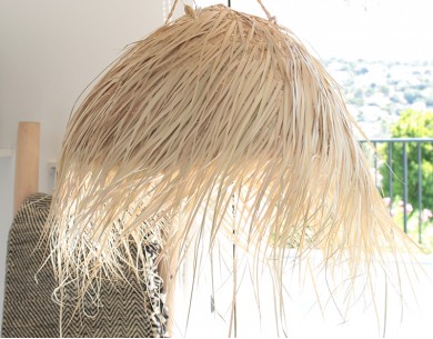 Luminaire artisanal fibre palmier Maroc